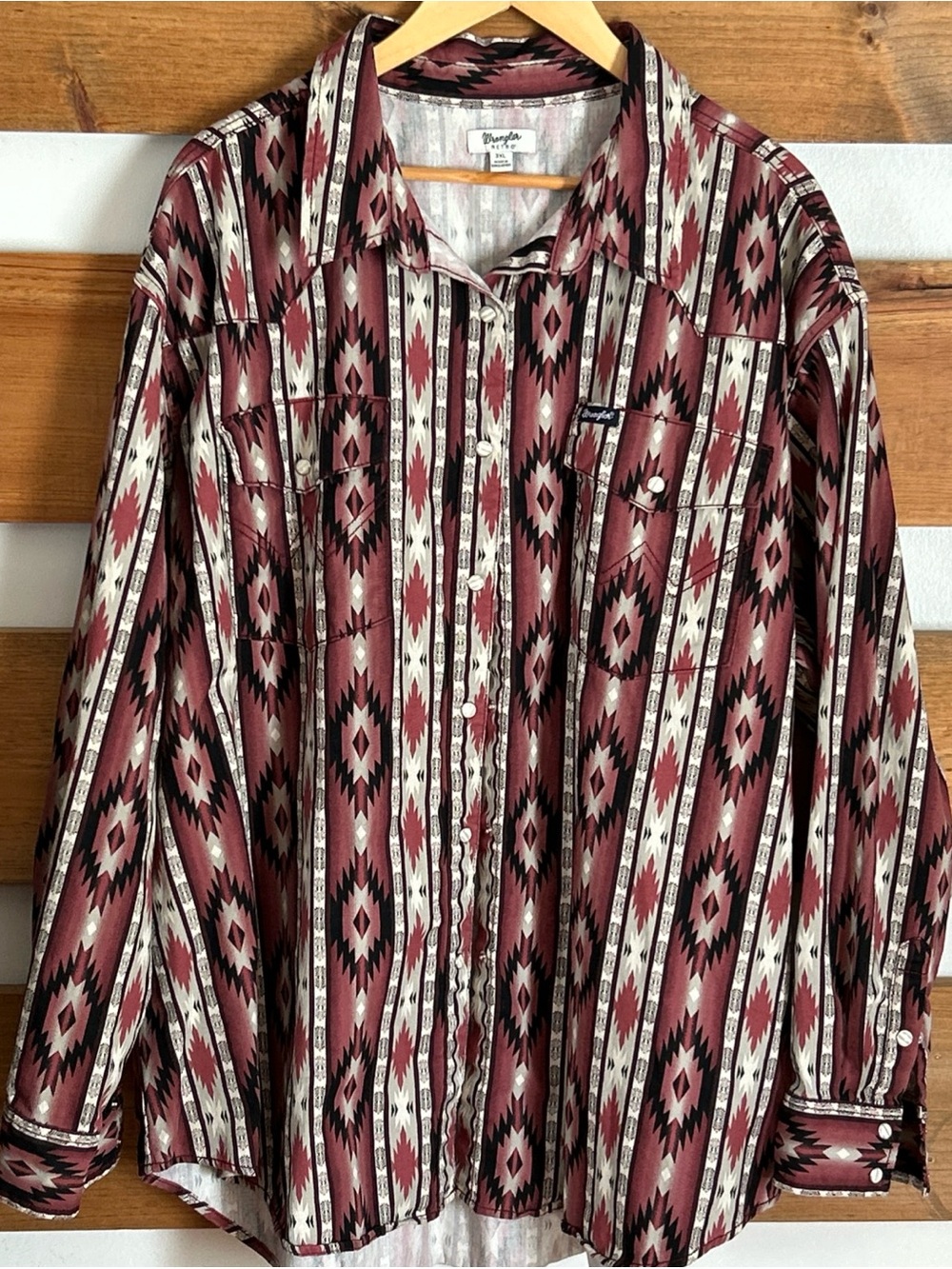 Wrangler Retro Men's Western Shirt Pearl Snap Navajo Aztec Tribal Size 3XL